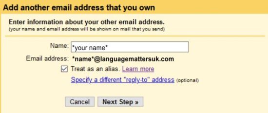 Gmail Treat as an alias